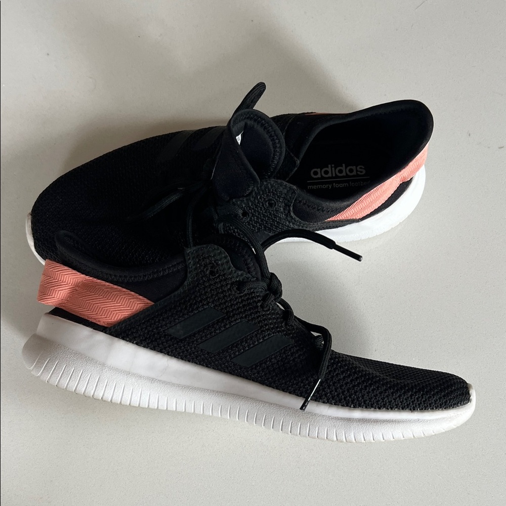 adidas Women’s Black Sneakers with Coral Heel Accent